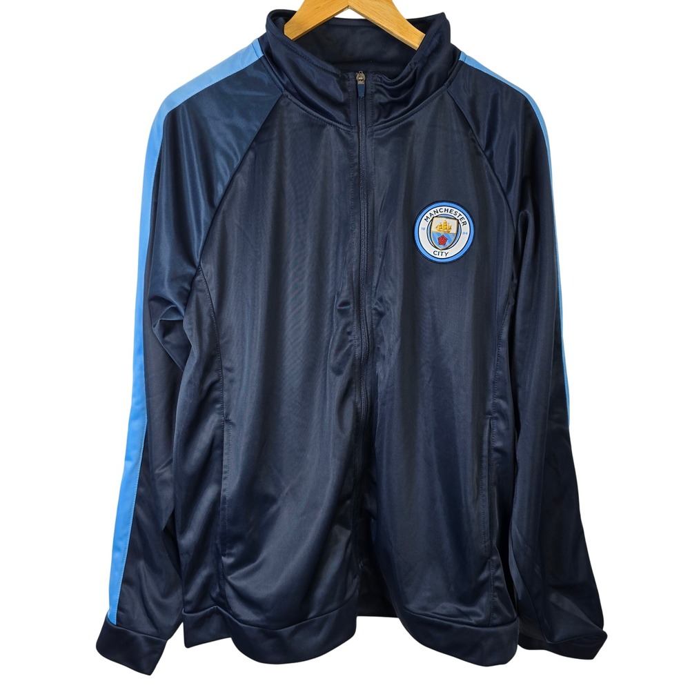 Manchester City FC Track Jacket Mens 2XL Navy Light Blue Panel Official Licensed